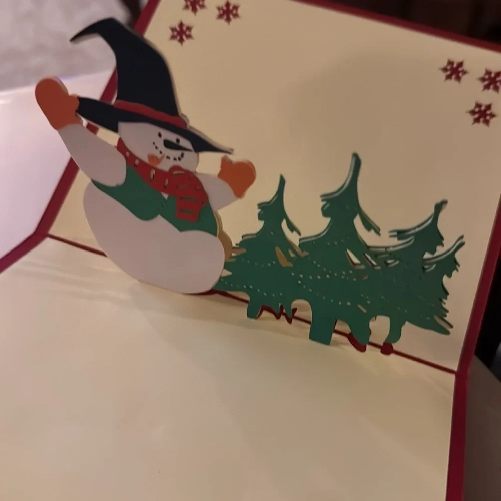 Happy New Year Christmas 3D Holiday Card Sealed Snowman Winter